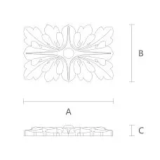 Polyurethane rosette in classic style for decorating moldings on walls and ceilings RPU-020 decoration drawing
