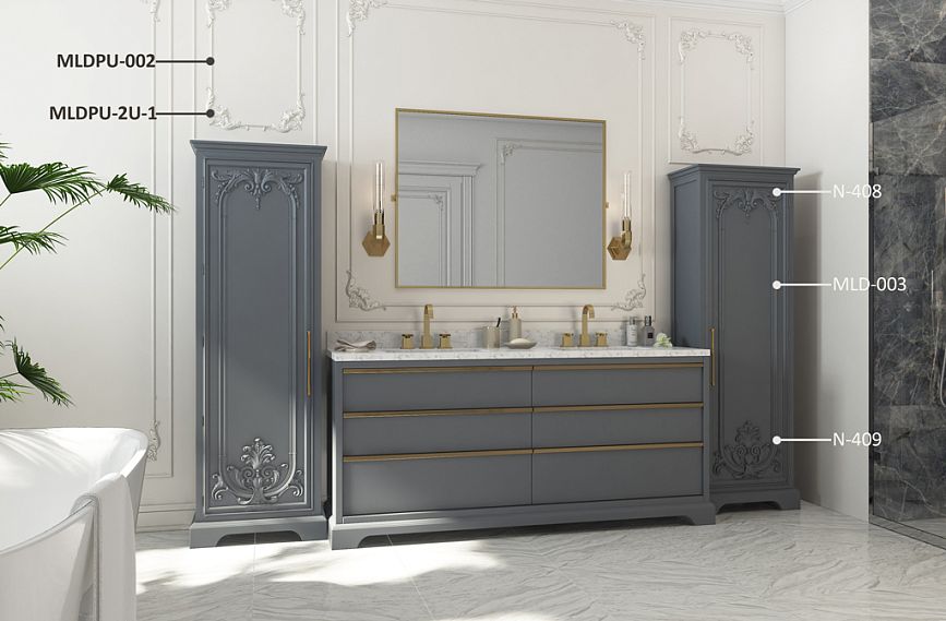 Тумба KMD-022 с элегантными молдингами и резными накладками.