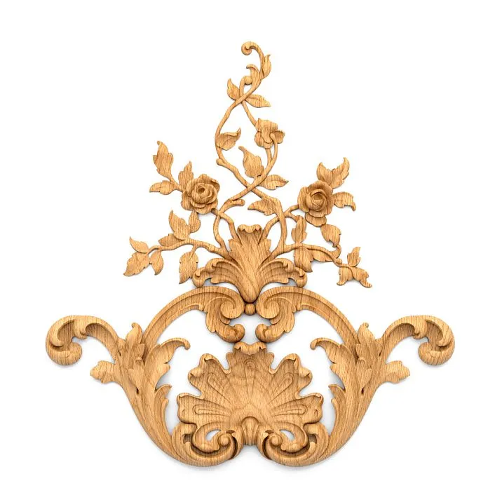 Carved applique N.VRS-002 from solid oak &ndash; decorative element for furniture