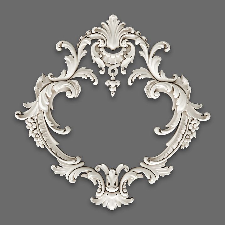 NPU-462.1 Stucco Decoration: Baroque frame made of polyurethane with lavish scrolls and elegant details