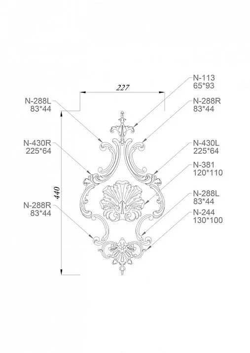Elegant and high-quality Decor Set C-026 made of oak or beech
