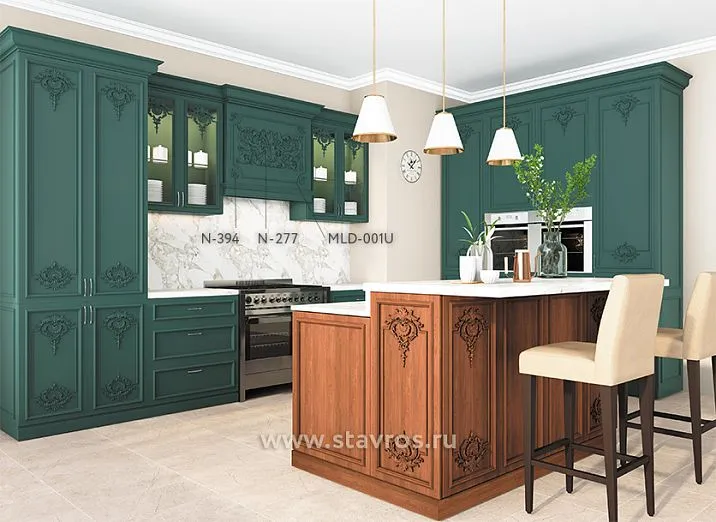 Detailed View of Floral Ornament on Overlay from C-001-3 Wooden Decor Set