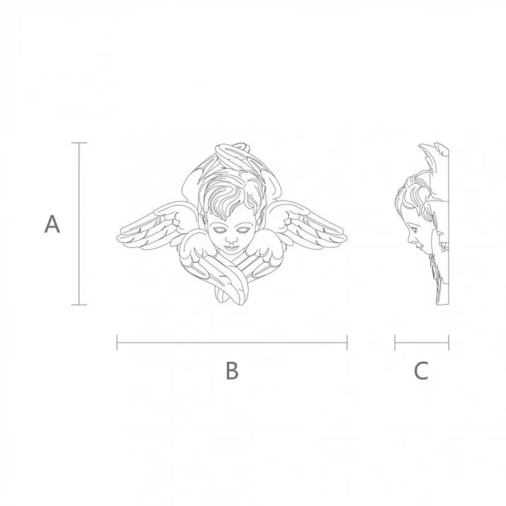Carved maskron M-016 in the form of an angel drawing