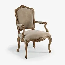 Chair in Solid Wood, Carved with Decor in Classic Style