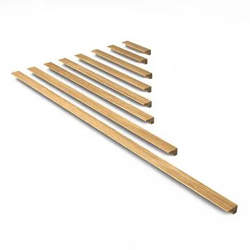 Прямоугольная деревянная ручка накладная Plane HL-011 на белом фоне на дверцах