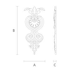 Wooden Carved Decor with Floral Ornament N-143 Drawing