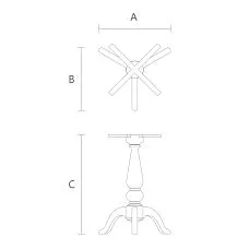 Drawing of STL-023 base made of solid wood on three legs
