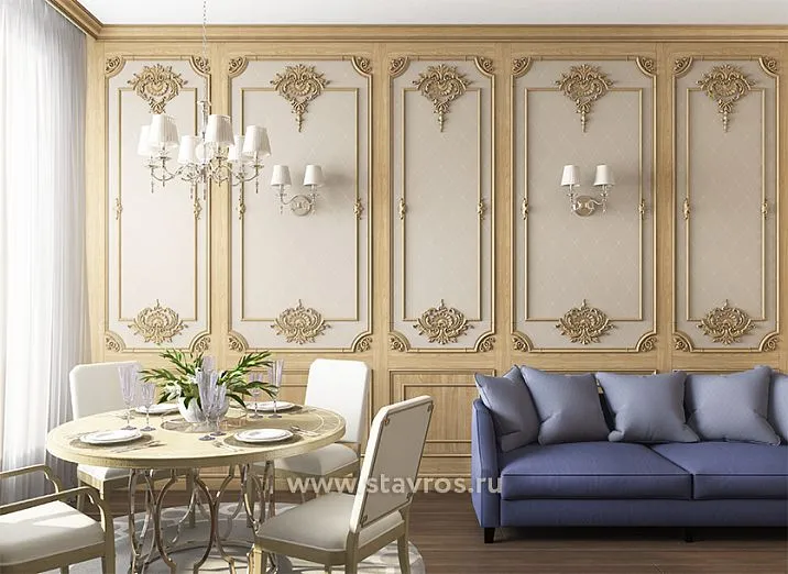 Decoration Set C-001-1, wooden with carved ornament on walls