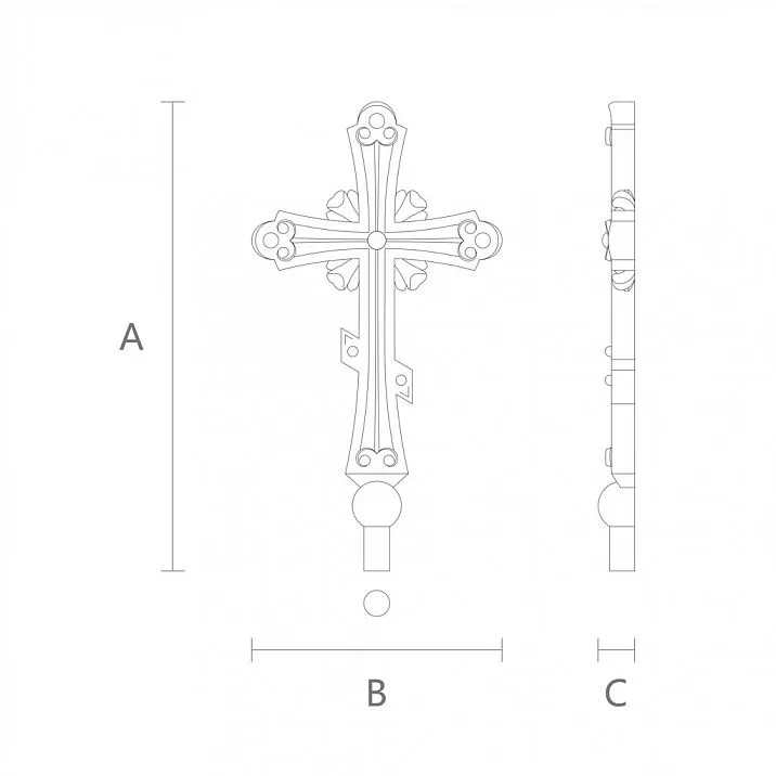 Carved cross IKN-003, wood decoration drawing