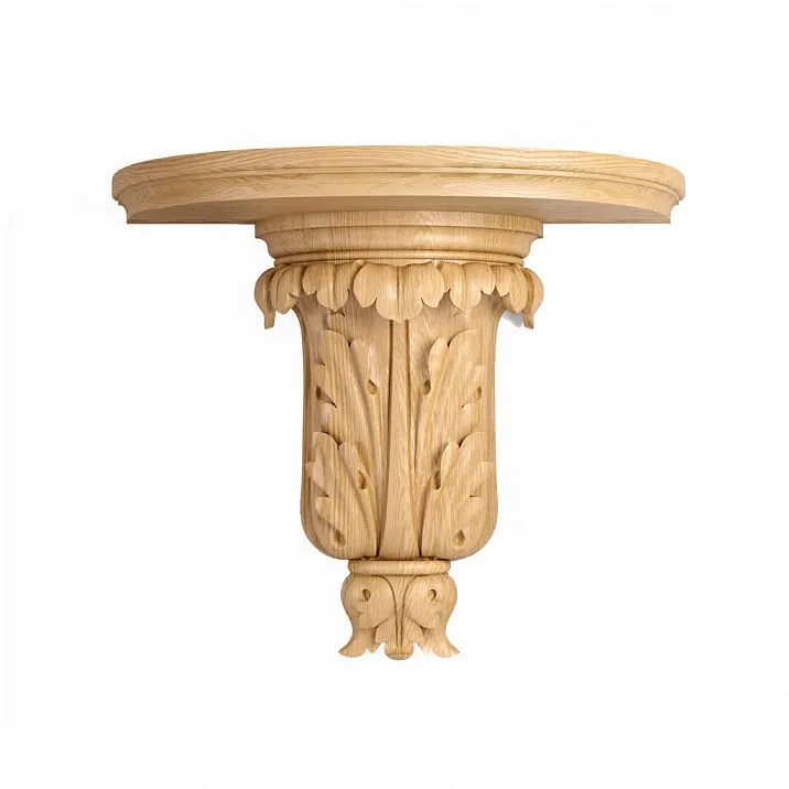 Carved shelf PKR-028.1 made of solid oak or beech in classic style with rich decoration.