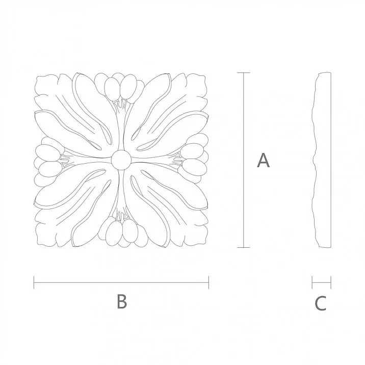 Carved Rosette from Oak R-062 drawing
