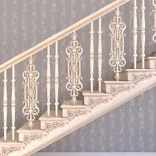 Photo of staircase decoration with carved applique N-339L
