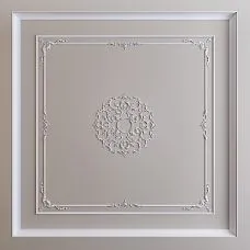Ceiling rosette CPU-069 made of polyurethane STAVROS 885&times;885 mm with floral pattern for installation under a chandelier