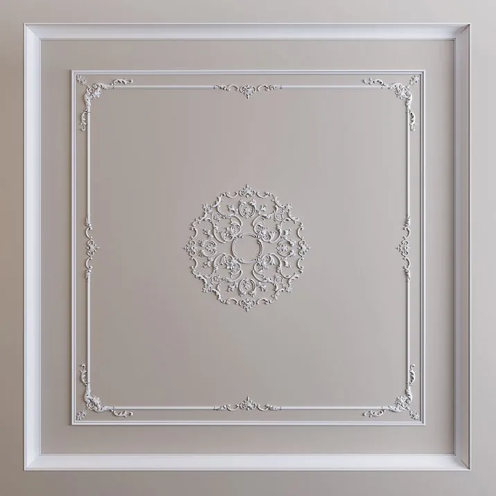 Ceiling rosette CPU-069 made of polyurethane STAVROS 885&times;885 mm with floral pattern for installation under a chandelier