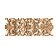 Carved applique IKN-013 from oak &mdash; decorative element with elegant floral ornament for church decor.