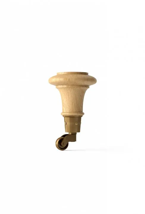 Wooden leg with wheel from the manufacturer for furniture