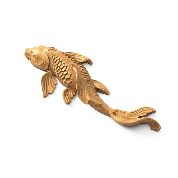 Carved applique N-484 wooden fish decoration in interior