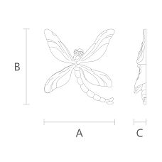 Schematic image and dimensions of molding NPU-480 (dragonfly made of polyurethane).