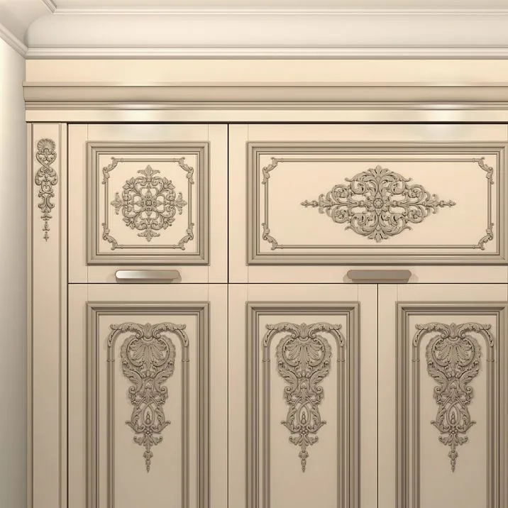 Beech wood decor on furniture facades, carved applique N-421