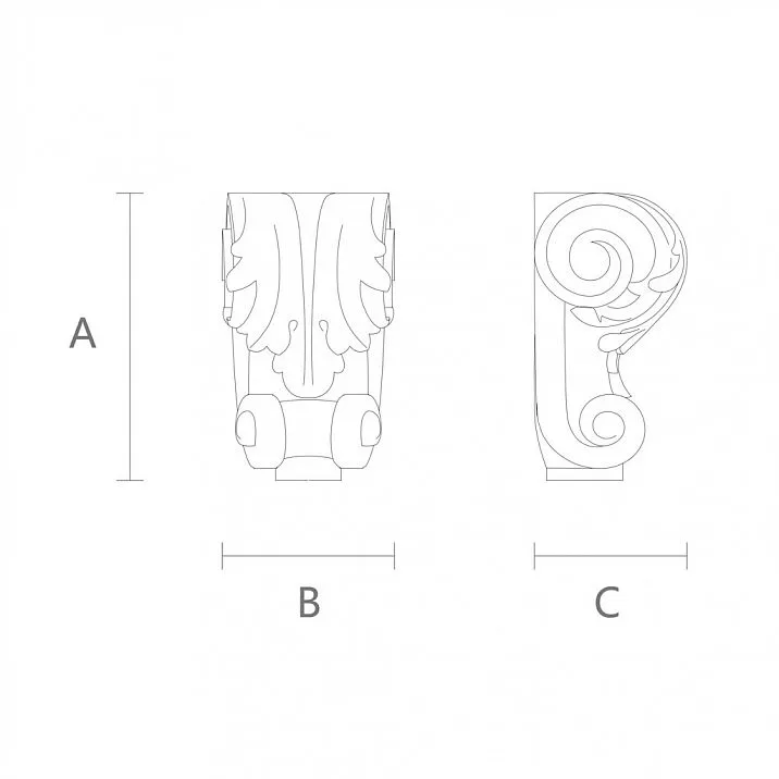 Curved short decorative legs drawing for sofa, chair