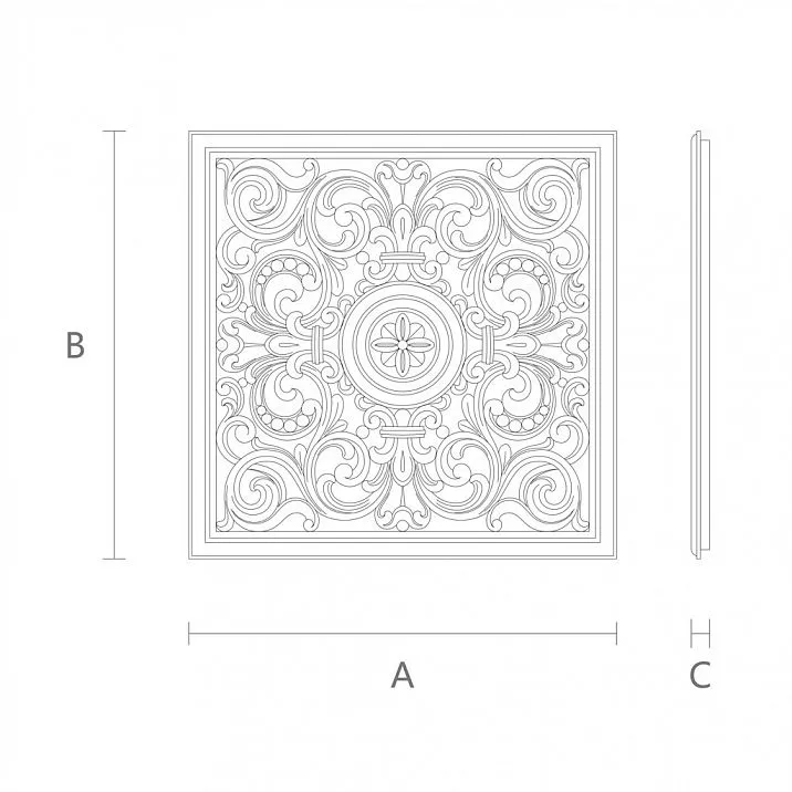 Carved Insert IKN-014 with Church Carving Drawing