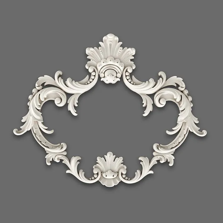 NPU-463.1 molding decoration: baroque frame with curved scrolls and botanical motifs made of polyurethane