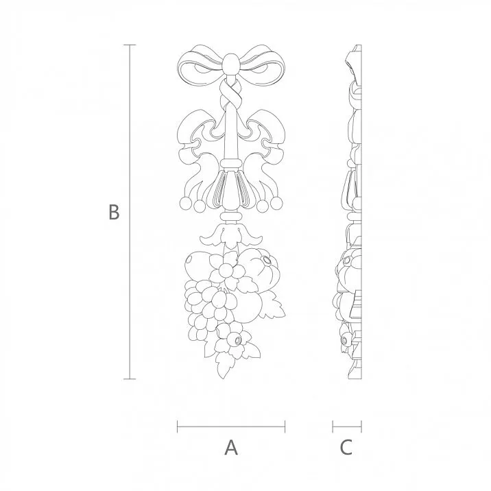 Wooden insert with 3D flower drawing