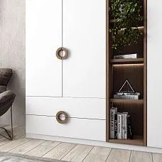 Furniture facade with wooden handle