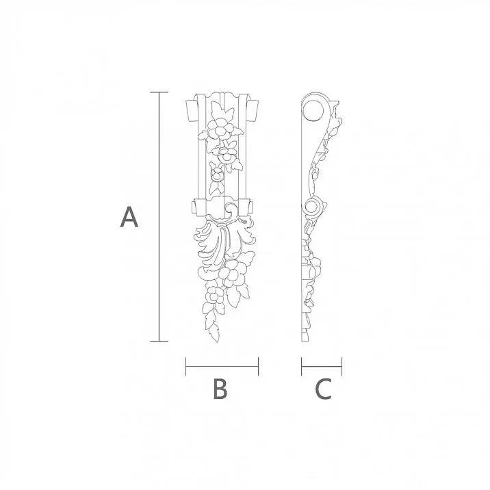 Carved wooden bracket KR-017R design drawing