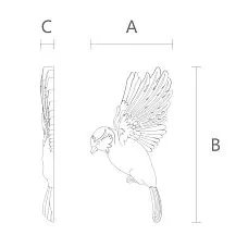 Drawing of wooden decor N-494R with dimensions and proportions indicated.