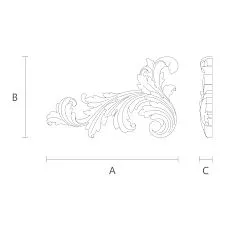 Wooden carved insert with raised floral pattern drawing