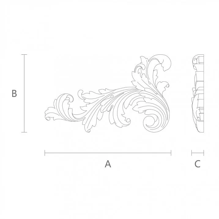 Wooden carved insert with raised floral pattern drawing