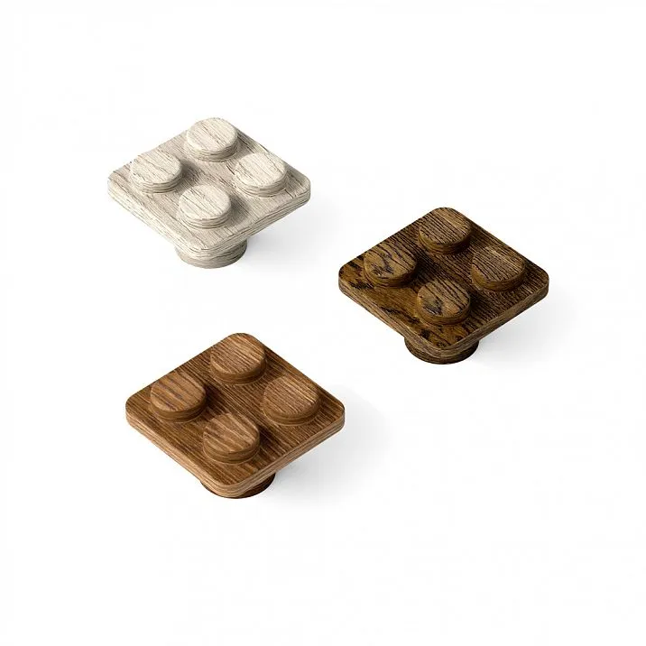 Child's furniture handle made of Module solid wood HL-049M in Lego constructor shape