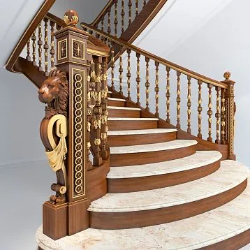 Резной деревянный столб с маской льва