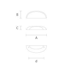 Drawing of handle from solid wood