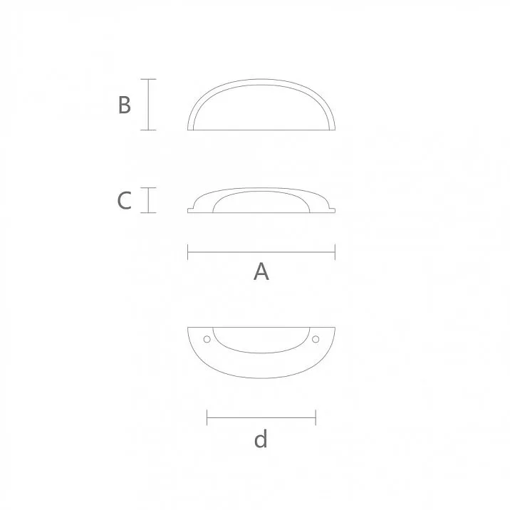 Drawing of handle from solid wood