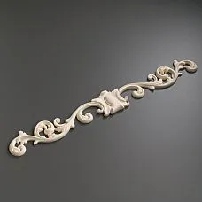 Carved polyurethane overlay NPU-170, decorative element 580x74x15 mm for furniture and doors. Luxurious Stavros design for painting