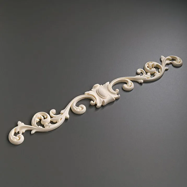 Carved polyurethane overlay NPU-170, decorative element 580x74x15 mm for furniture and doors. Luxurious Stavros design for painting