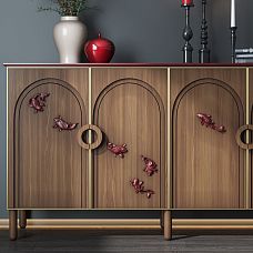 Carved polyurethane overlay NPU-484 STAVROS in the form of a three-dimensional fish figure with detailed scales and fins for interior decoration