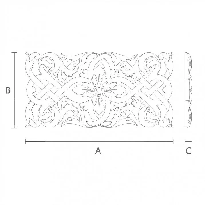 Carved wooden inlay N-340 for interior decoration drawing