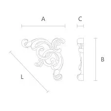 Decorative applique made of oak or beech in classic style, drawing