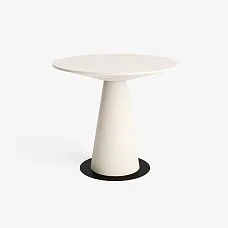 Round wooden table Svamp 002-013 made of solid oak and beech, painted white