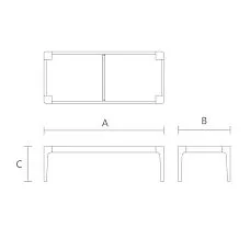 Dresser frame STL-026-14 made of solid oak or beech - drawing