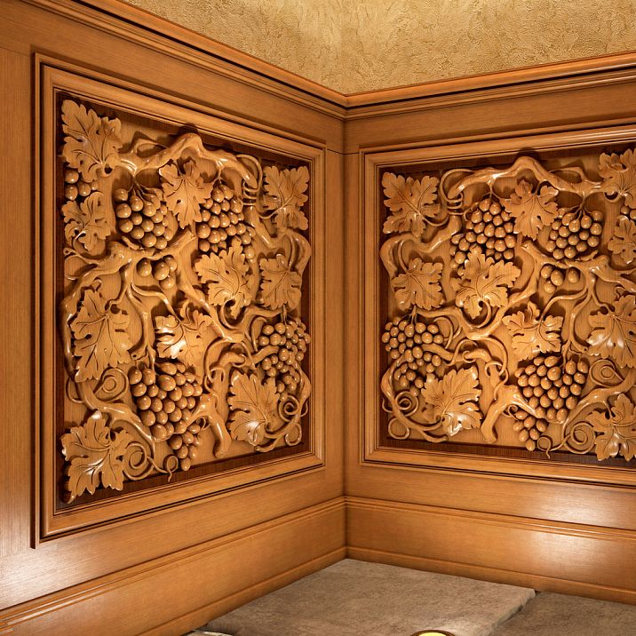Carved insert N-262 from wood, interior decoration, "Grape" collection