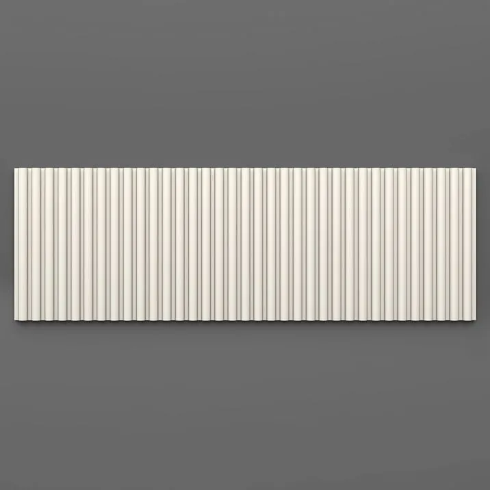Decorative polyurethane molding KPU-129 with vertical ribbed relief 105&times;7&times;2600 mm for walls and interior.