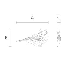 Dimensions scheme of the NPU-497L decorative molding &ndash; sitting bird, polyurethane