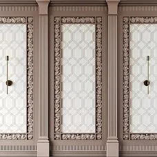 Carved pilaster PLM-018 photo in interior on the wall