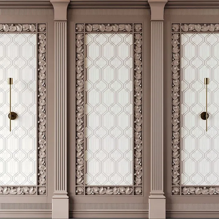 Carved pilaster PLM-018 photo in interior on the wall