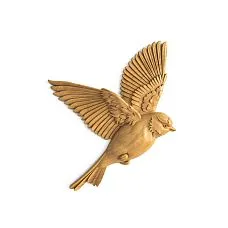 Wooden decor N-493L &ndash; carved bird applique made of solid wood for interior.