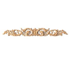 Classic carved insert from natural wood N-269 with symmetrical ornament on white background